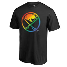 Load image into Gallery viewer, Buffalo Sabres Rainbow Pride Big And Tall T-Shirt - Black NHL Guys Tee
