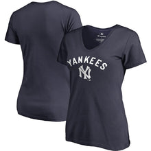 Load image into Gallery viewer, New York Yankees Women&#39;s Plus Size Cooperstown Collection Wahconah V-Neck T-Shirt - Navy MLB Ladies V-Neck
