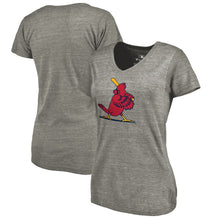 Load image into Gallery viewer, St. Louis Cardinals Women&#39;s Cooperstown Collection Forbes Tri-Blend V-Neck T-Shirt - Ash MLB Ladies V-Neck
