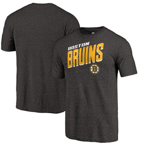 Boston Bruins Slant Strike Tri-Blend T-Shirt - Black NHL Guys Tee