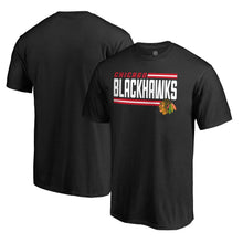 Load image into Gallery viewer, Chicago Blackhawks Iconic Collection On Side Stripe T-Shirt - Black NHL Guys Tee
