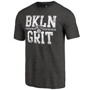 Brooklyn Nets Brick Work Hometown Collection Tri-Blend T-Shirt - Black NBA Guys Tee