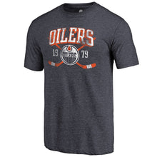 Load image into Gallery viewer, Edmonton Oilers Vintage Collection Line Shift Tri-Blend T-Shirt - Navy NHL Guys Tee
