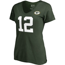 Load image into Gallery viewer, Aaron Rodgers Green Bay Packers Nfl Pro Line By Women&#39;s  Stack Name &amp; Number V-Neck T-Shirt - Green NFL LADIES V-Neck
