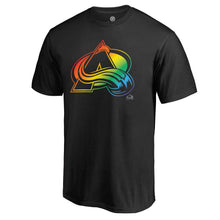 Load image into Gallery viewer, Colorado Avalanche Rainbow Pride Big And Tall T-Shirt - Black NHL Guys Tee
