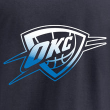 Load image into Gallery viewer, Oklahoma City Thunder Gradient Logo T-Shirt - Navy NBA Guys Tee
