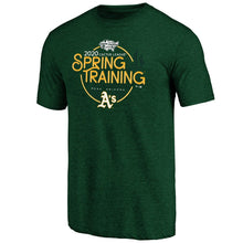 Load image into Gallery viewer, Oakland Athletics 2020 Spring Training Round Trip Tri-Blend T-Shirt – Green MLB Guys Tee
