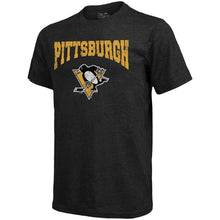 Load image into Gallery viewer, Pittsburgh Penguins Majestic Threads City Over Graphic Tri-Blend T-Shirt - Black NHL Guys Tee
