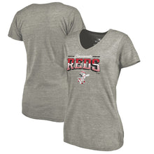 Load image into Gallery viewer, Cincinnati Reds Women&#39;s Cooperstown Collection Season Ticket Tri-Blend V-Neck T-Shirt - Heathered Gray MLB Ladies V-Neck
