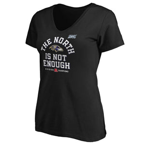 Baltimore Ravens Nfl Pro Line By Women's 2019 Afc North Division Champions Cover Two V-Neck T-Shirt - Black NFL LADIES V-Neck