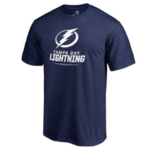 Load image into Gallery viewer, Tampa Bay Lightning Team Lockup T-Shirt - Blue NHL Guys Tee
