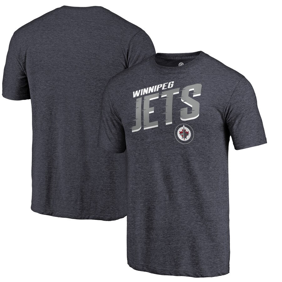 Winnipeg Jets Slant Strike Tri-Blend T-Shirt - Navy NHL Guys Tee