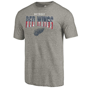 Detroit Red Wings Freedom Tri-Blend T-Shirt - Heathered Gray NHL Guys Tee