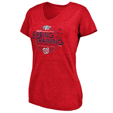 Load image into Gallery viewer, Washington Nationals Women&#39;s 2020 Spring Training Round Trip Tri-Blend V-Neck T-Shirt - Heathered Red MLB Ladies V-Neck
