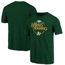 Load image into Gallery viewer, Oakland Athletics 2020 Spring Training Round Trip Tri-Blend T-Shirt – Green MLB Guys Tee
