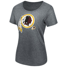 Load image into Gallery viewer, Washington Redskins Majestic Women&#39;s Showtime Game Tradition T-Shirt - Heathered Gray NFL LADIES V-Neck
