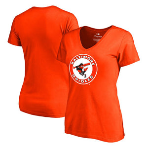 Baltimore Orioles Women's Cooperstown Collection Forbes V-Neck T-Shirt - Orange MLB Ladies V-Neck