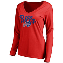 Load image into Gallery viewer, Buffalo Bills Nfl Pro Line Women's Freehand V-Neck Long Sleeve T-Shirt - Red NFL Ladies V-Neck Long Sleeve
