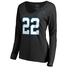 Load image into Gallery viewer, Christian Mccaffrey Carolina Panthers Nfl Pro Line Women's Stack Name &amp; Number Long Sleeve V-Neck T-Shirt - Black NFL Ladies V-Neck Long Sleeve
