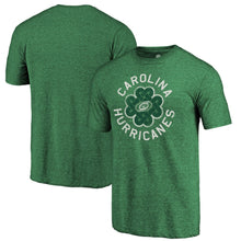 Load image into Gallery viewer, Carolina Hurricanes St. Patrick's Day Luck Tradition Tri-Blend T-Shirt - Heathered Green NHL Guys Tee

