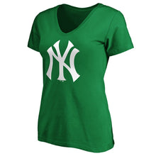 Load image into Gallery viewer, New York Yankees Women&#39;s St. Patrick&#39;s Day V-Neck T-Shirt - Kelly Green MLB Ladies V-Neck
