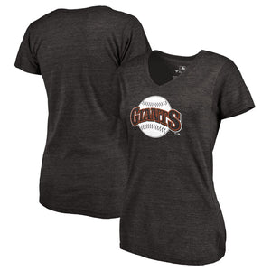 San Francisco Giants Women's Cooperstown Collection Huntington Tri-Blend V-Neck T-Shirt - Black MLB Ladies V-Neck