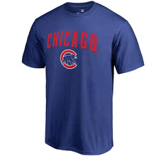 Load image into Gallery viewer, Chicago Cubs Team Lockup T-Shirt - Royal MLB Guys Tee
