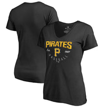 Load image into Gallery viewer, Pittsburgh Pirates Women&#39;s Plus Size Live For It V-Neck T-Shirt - Black MLB Ladies V-Neck
