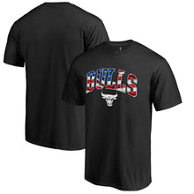 Load image into Gallery viewer, Chicago Bulls Banner Wave T-Shirt - Black NBA Guys Tee
