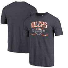 Load image into Gallery viewer, Edmonton Oilers Vintage Collection Line Shift Tri-Blend T-Shirt - Navy NHL Guys Tee
