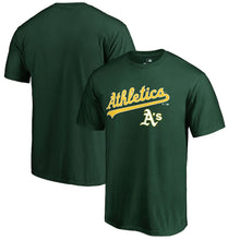 Load image into Gallery viewer, Oakland Athletics Team Lockup T-Shirt - Green MLB Guys Tee
