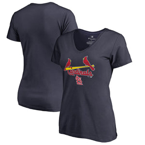 St. Louis Cardinals Women's Team Lockup T-Shirt - Navy MLB Ladies V-Neck
