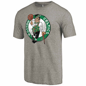 Boston Celtics Distressed Team Logo Tri-Blend T-Shirt - Heathered Gray NBA Guys Tee