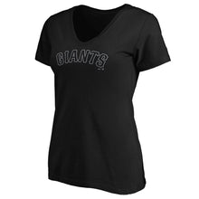 Load image into Gallery viewer, San Francisco Giants Women&#39;s 2019 Players&#39; Weekend Wordmark V-Neck T-Shirt - Black MLB Ladies V-Neck
