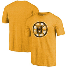 Load image into Gallery viewer, Boston Bruins Primary Logo Tri-Blend T-Shirt - Heathered Gold NHL Guys Tee
