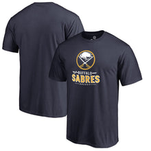 Load image into Gallery viewer, Buffalo Sabres Team Lockup T-Shirt - Navy NHL Guys Tee
