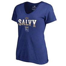 Load image into Gallery viewer, Salvador Perez Kansas City Royals Women&#39;s Player Hometown Collection Plus Size V-Neck T-Shirt - Royal MLB Ladies V-Neck
