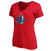 Load image into Gallery viewer, Washington Nationals Women&#39;s 2019 World Series Bound Authentic Collection Rally Shark V-Neck T-Shirt - Red MLB Ladies V-Neck
