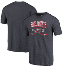 Load image into Gallery viewer, Columbus Blue Jackets Vintage Collection Line Shift Tri-Blend T-Shirt - Navy NHL Guys Tee
