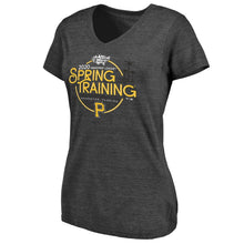 Load image into Gallery viewer, Pittsburgh Pirates Women&#39;s 2020 Spring Training Round Trip Tri-Blend V-Neck T-Shirt - Black MLB Ladies V-Neck
