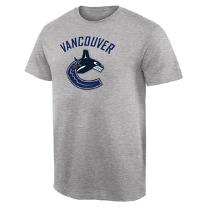Vancouver Canucks Team Primary Logo T-Shirt - Ash NHL Guys Tee