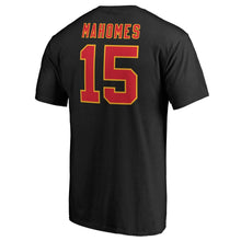 Load image into Gallery viewer, #15 Patrick Mahomes Kansas City Chiefs Nfl Pro Line Stack Name &amp; Number T-Shirt - Black NFL Guys Tee
