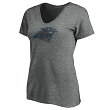 Load image into Gallery viewer, Carolina Panthers Majestic Women's Showtime My Favorite Team V-Neck T-Shirt - Heathered Gray NFL LADIES V-Neck
