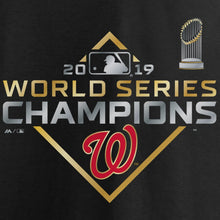 Load image into Gallery viewer, Washington Nationals Women&#39;s 2019 World Series Champions Plus Size Parade V-Neck T-Shirt - Black MLB Ladies V-Neck
