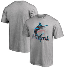 Load image into Gallery viewer, Miami Marlins Distressed Team T-Shirt - Heathered Gray MLB Guys Tee
