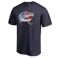 Load image into Gallery viewer, Columbus Blue Jackets Banner Wave T-Shirt - Navy NHL Guys Tee

