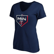 Load image into Gallery viewer, Minnesota Twins Women&#39;s 2019 Postseason Dugout Authentic Plus Size V-Neck T-Shirt - Navy MLB Ladies V-Neck
