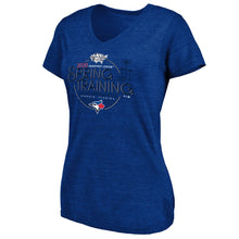 Load image into Gallery viewer, Toronto Blue Jays Women&#39;s 2020 Spring Training Round Trip Tri-Blend V-Neck T-Shirt - Royal MLB Ladies V-Neck
