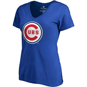 Chicago Cubs Women's Plus Size Cooperstown Collection Forbes V-Neck T-Shirt - Royal MLB Ladies V-Neck