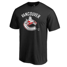 Load image into Gallery viewer, Vancouver Canucks Banner Wave T-Shirt - Black NHL Guys Tee
